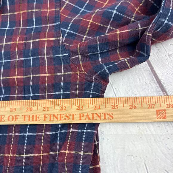 LL Bean Mens Large Flannel Shirt Blue and Red Plaid Button Down Traditional Fit - Picture 7 of 10
